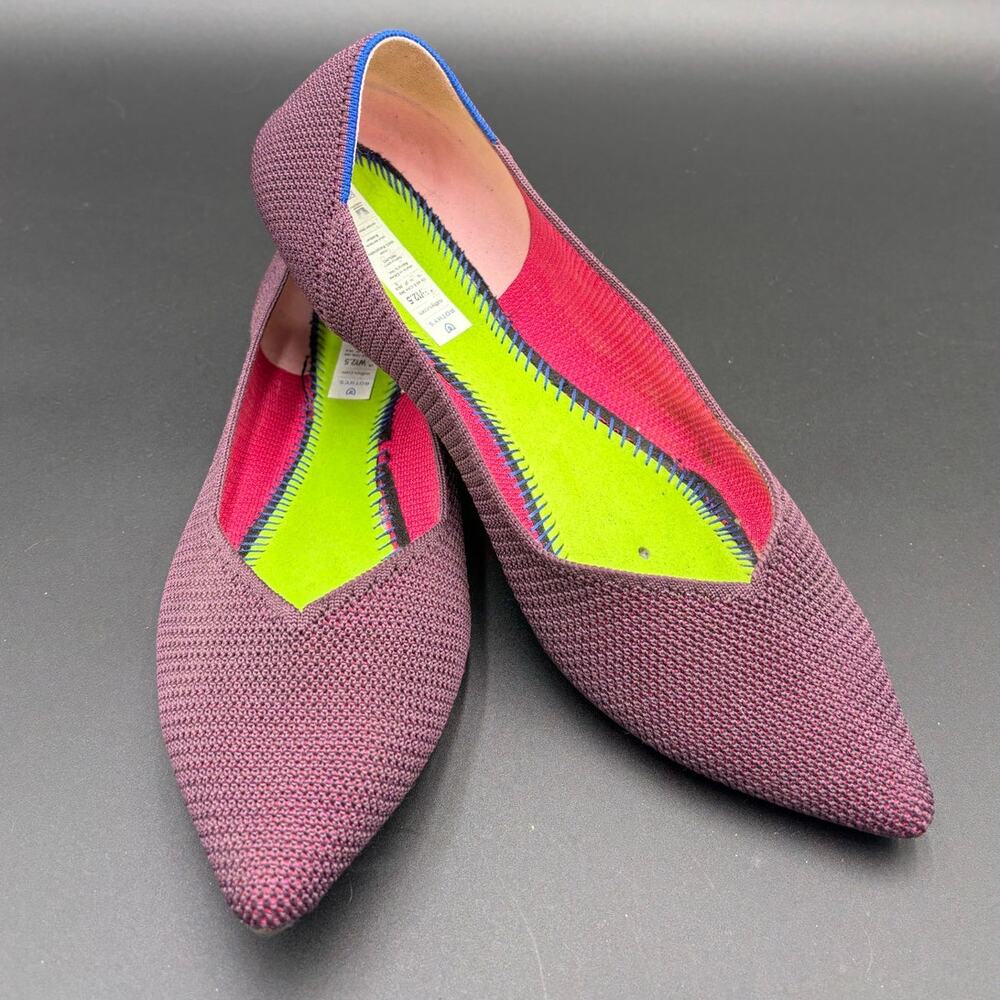 Rothy's The Point Flats Aubergine Purple Knit Shoes Sz 12.5 No Insole